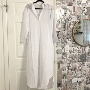Size: S Long sleeve shirt dress white